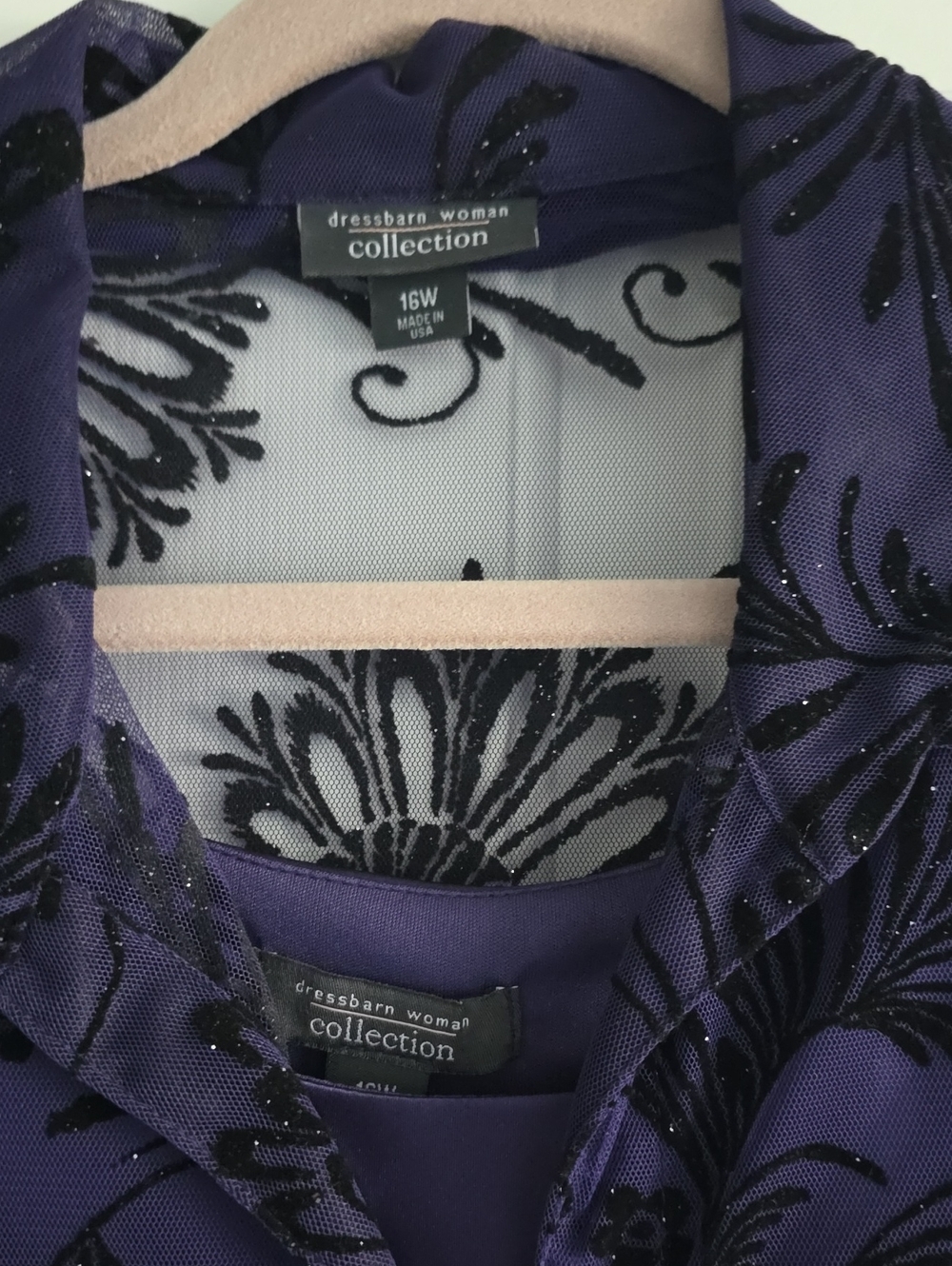 Dressbarn Woman Collection Purple Floral Velvet-Print Blouse